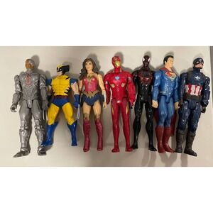 Marvel DC Superhero Action Figure Lot Of 7. Definitely Well Loved and Used.
